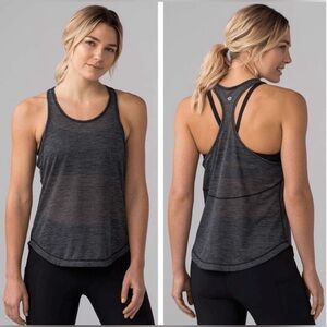 Lululemon Long Distance Racerback Tank Heathered Black Size 8-10